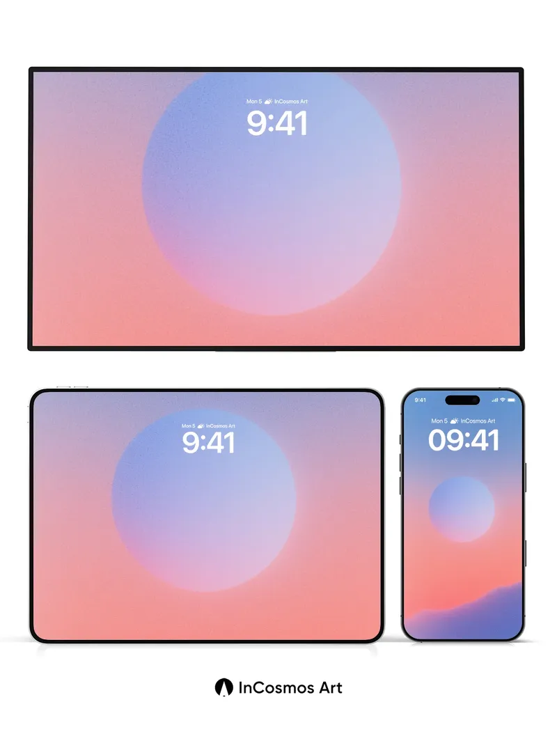Serene Horizon Wallpaper with Gradient Sun