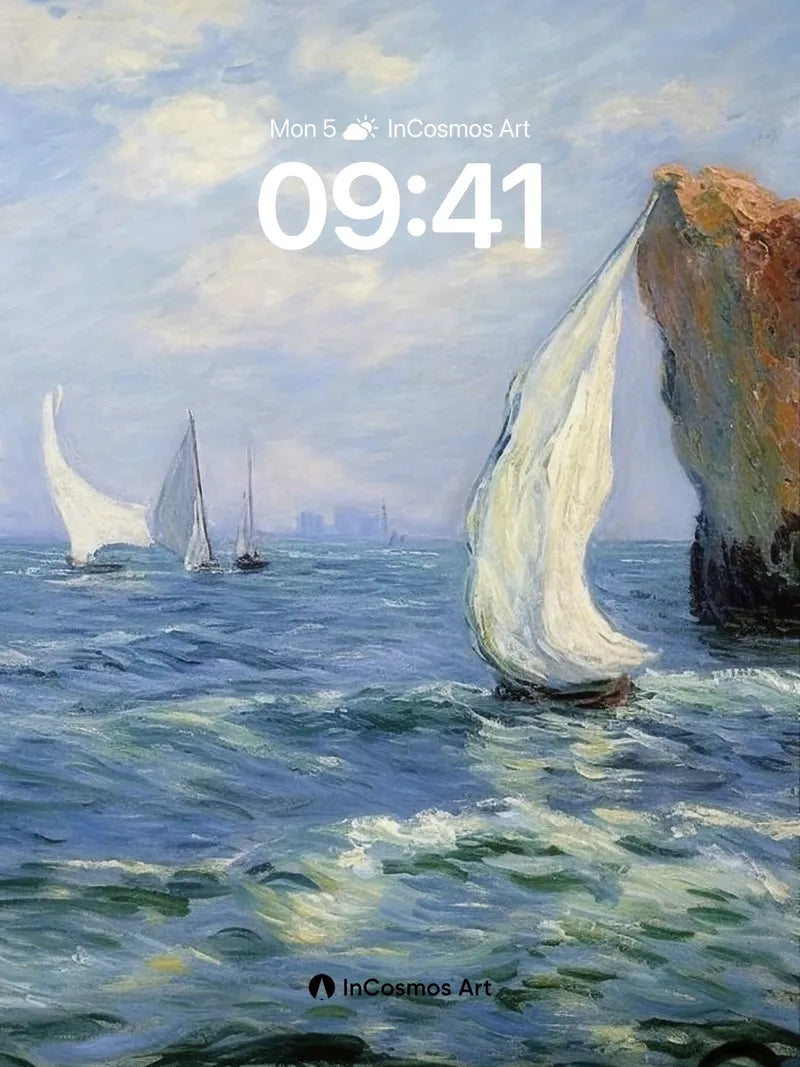 Sail-Lit Sea Wallpaper with Monet's Brush wallpaper for iPhone, iPad & Mac