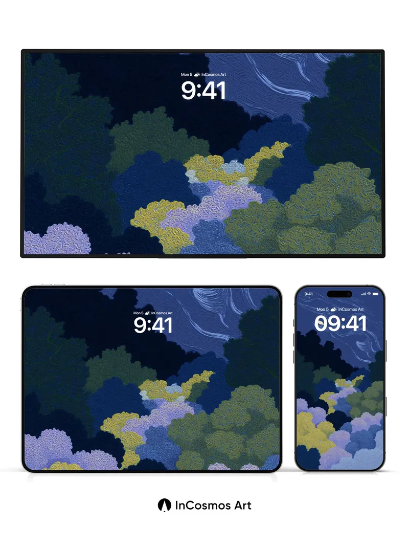 Nocturnal Whirl Wallpaper with Moonlit Canopy