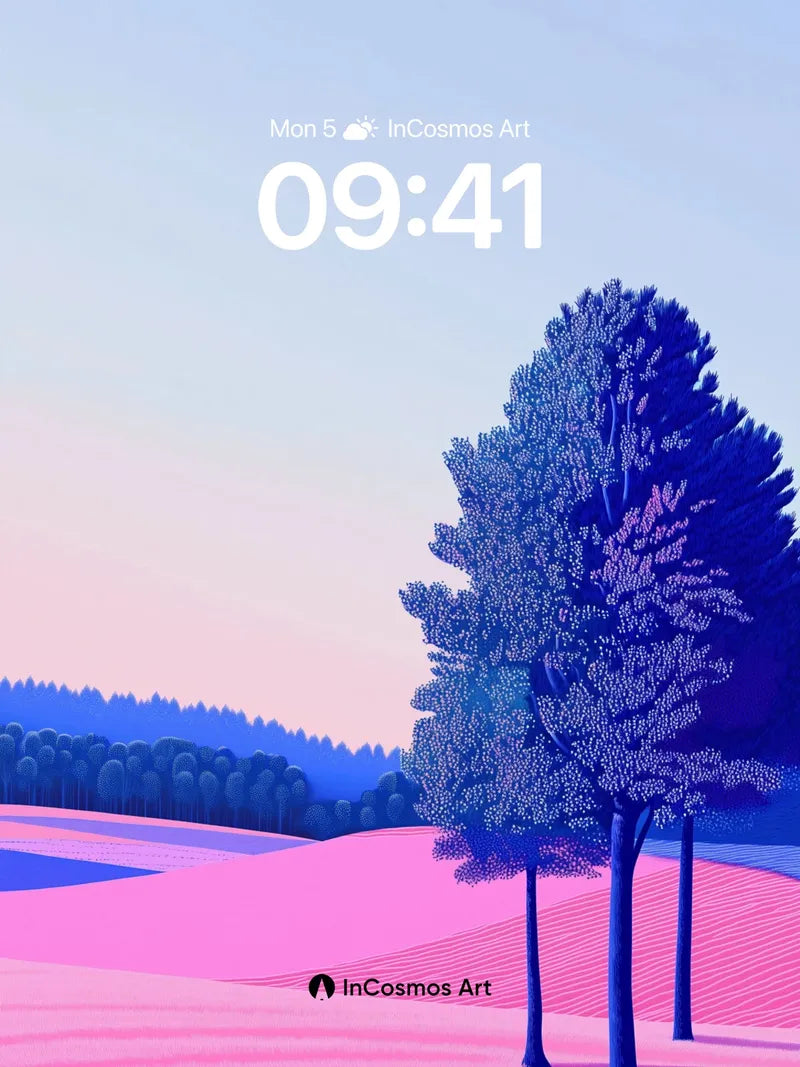 Surreal Twilight Wallpaper with Floating Trees