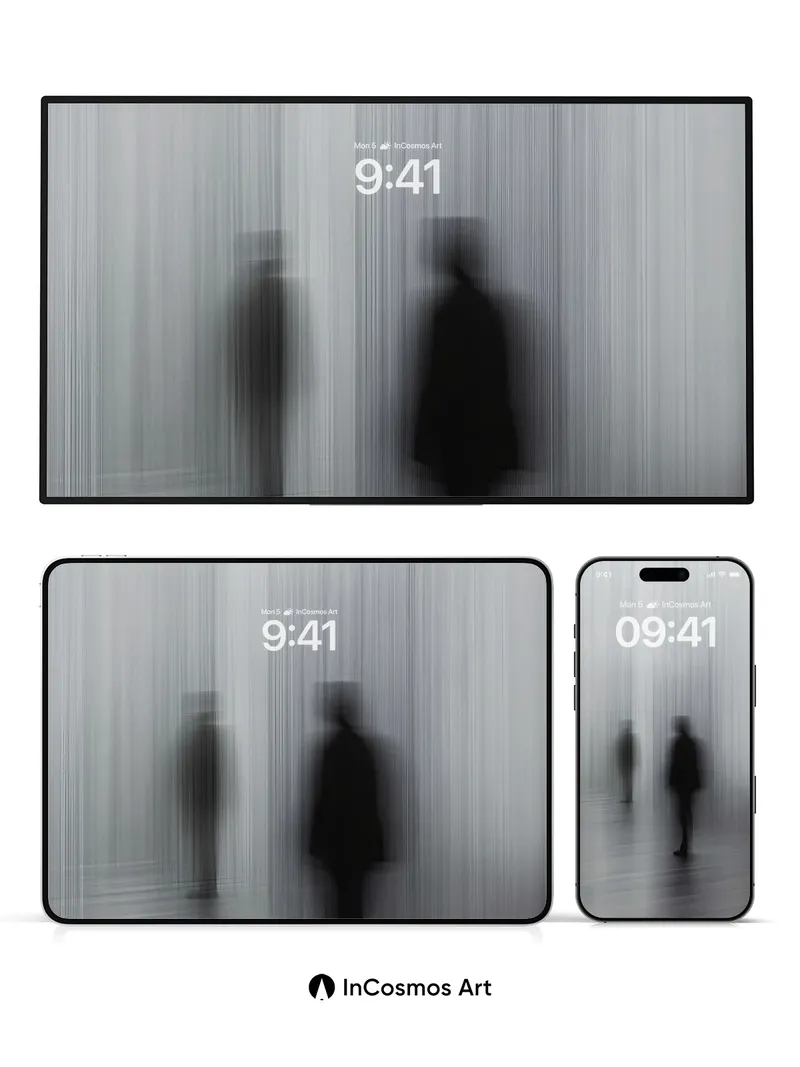 Ghostly Silhouette Wallpaper with Vertical Veil