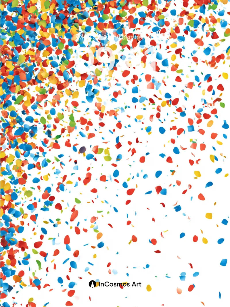 Playful Cascade Wallpaper with Floating Color Fragments