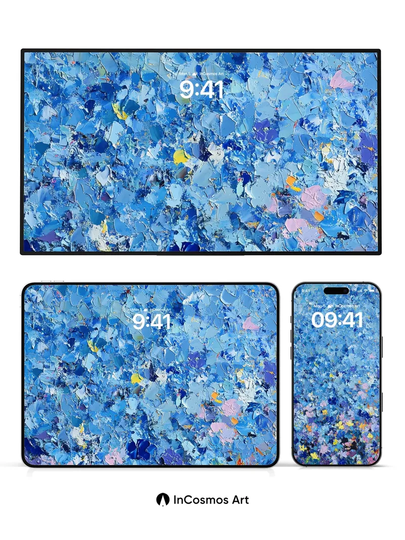 Whispering Blue Canvas Wallpaper with Fleeting Petals