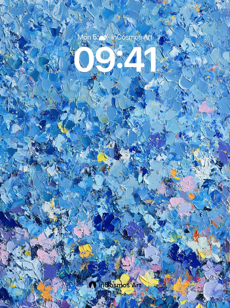Whispering Blue Canvas Wallpaper with Fleeting Petals wallpaper for iPhone, iPad & Mac