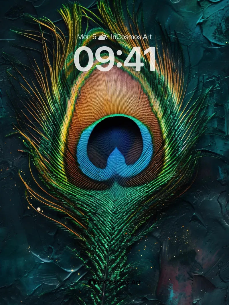 Obsidian Eye Wallpaper with Peacock Feathers
