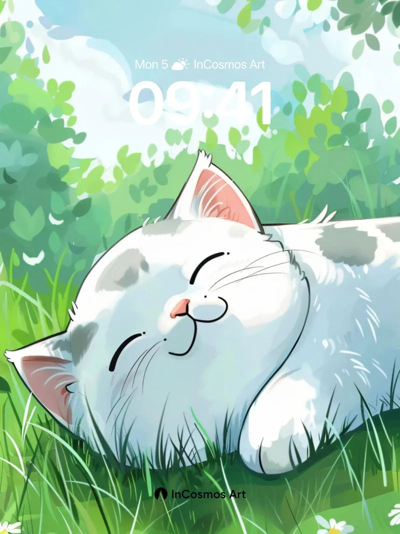 Serenity in Fur Wallpaper with Dandelion Whispers wallpaper for iPhone, iPad & Mac