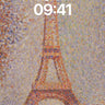 Pointillist Paris Wallpaper with Eiffel Tower Glow wallpaper for iPhone, iPad & Mac