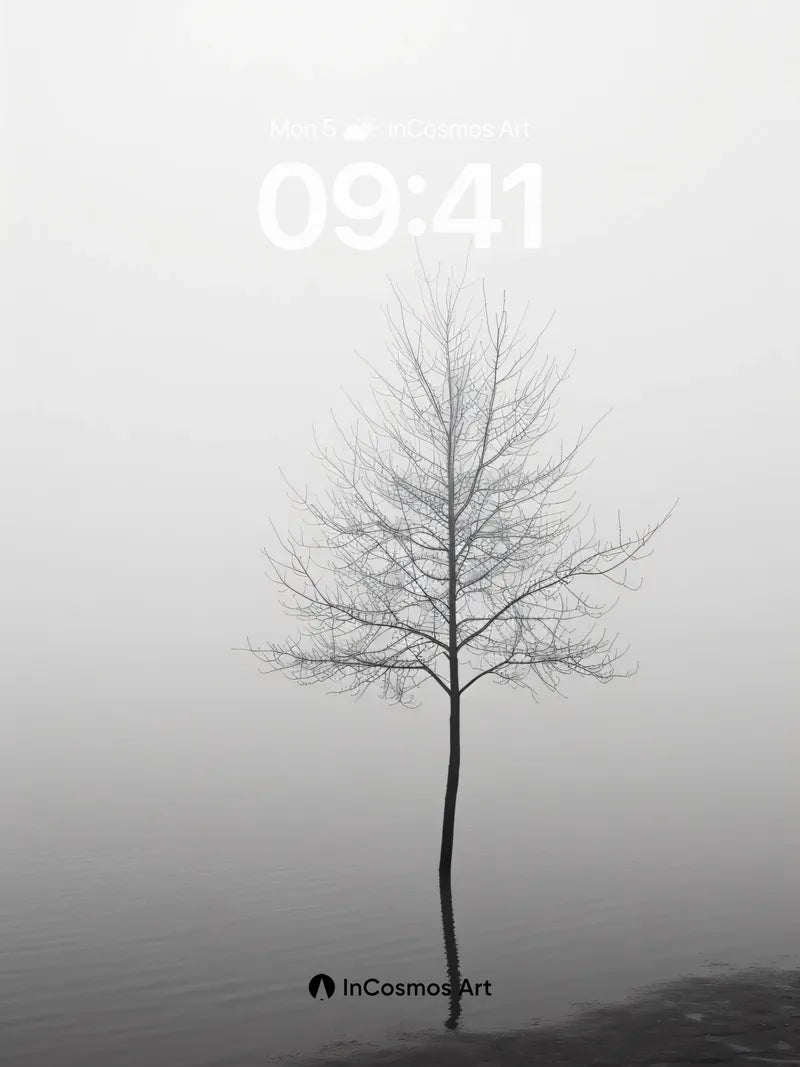 Serenity Tree Wallpaper in Misty Stillness