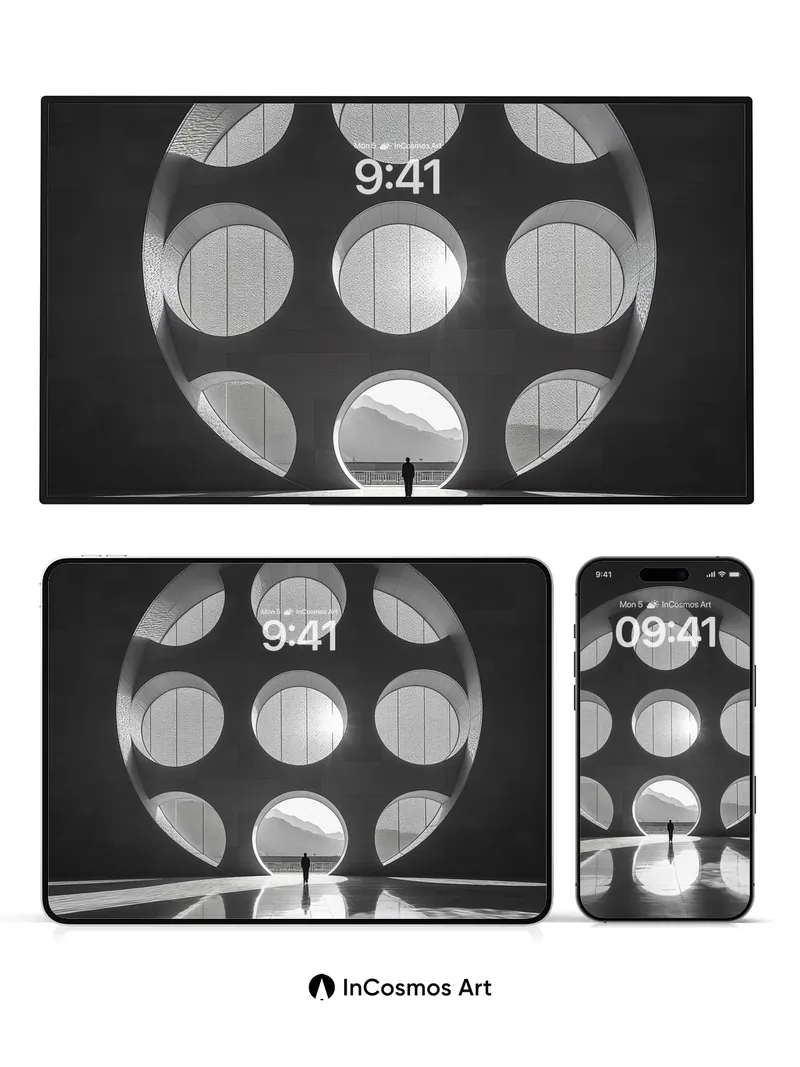 Serenity Sphere Wallpaper with Light-Carved Geometry