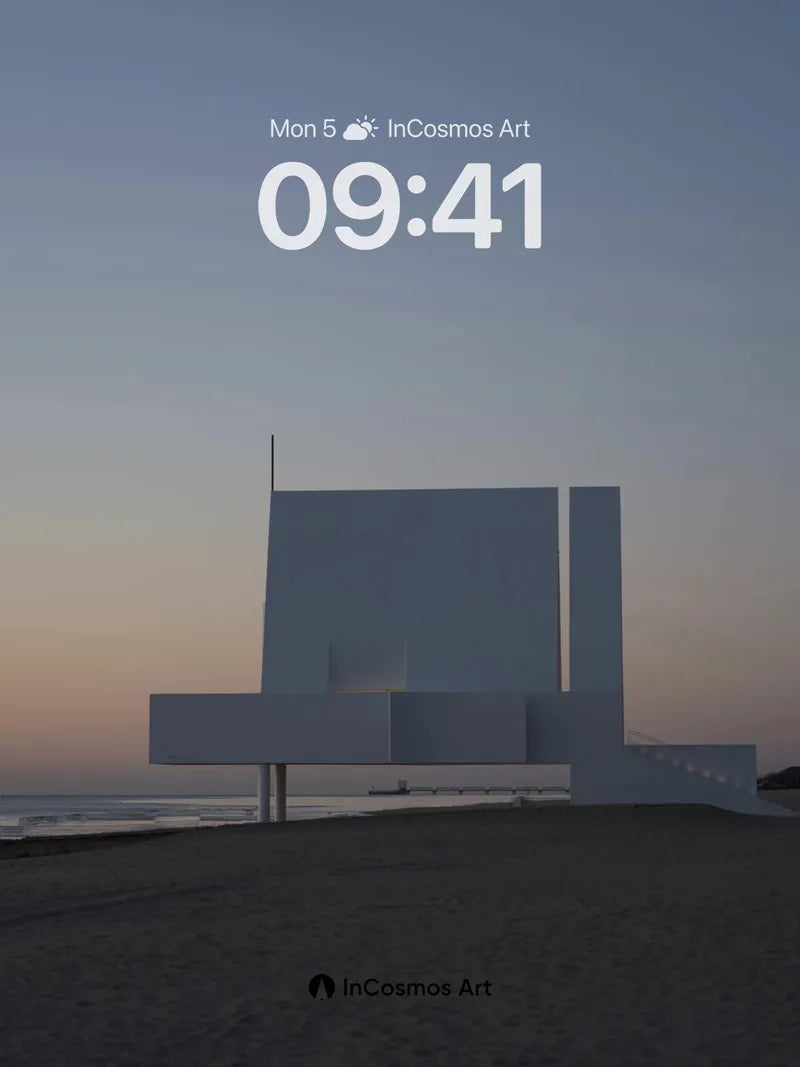 Serenity Geometry Wallpaper with Coastal Silence