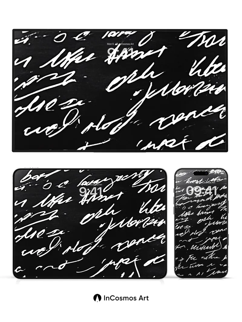 Ink Whispers Wallpaper with Cursive Echoes