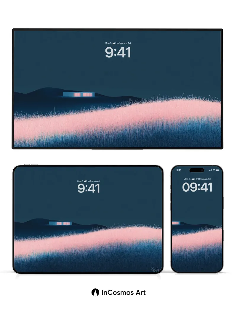 Calm Horizon Wallpaper with Glowing Fields