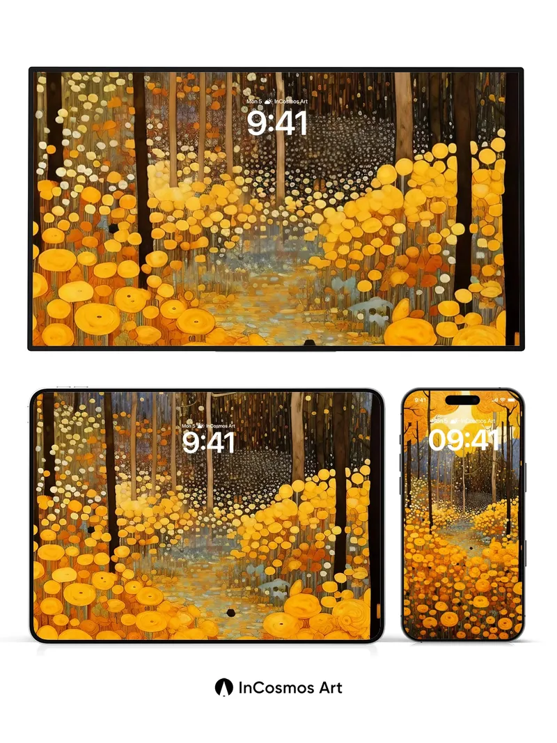 Golden Whirlpool Wallpaper with Swirling Canopy