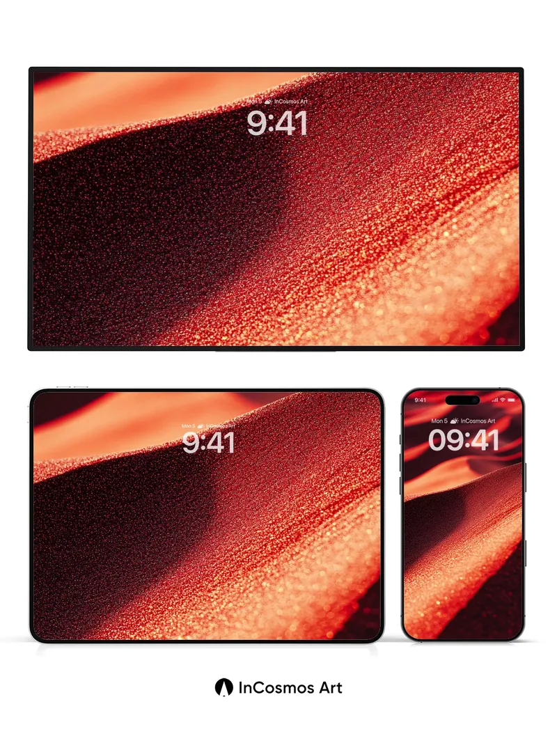 Crimson Dune Wallpaper with Glowing Threads