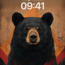 Majestic Bear Wallpaper with Geometric Fire wallpaper for iPhone, iPad & Mac