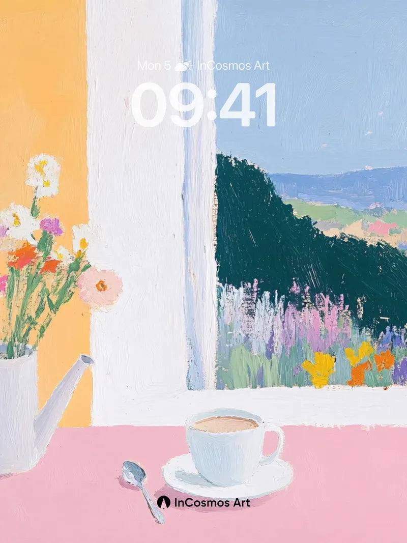 Sunlit Stillness Wallpaper with Window Frame