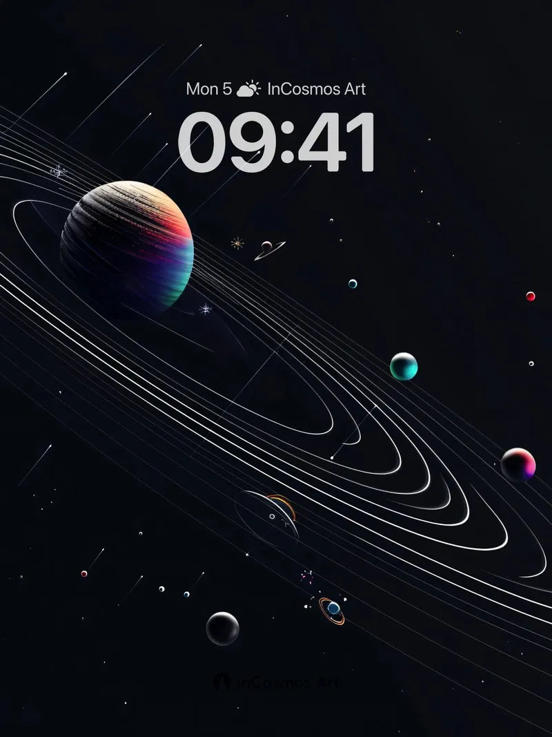 Cosmic Echo Wallpaper with Ringed Planets