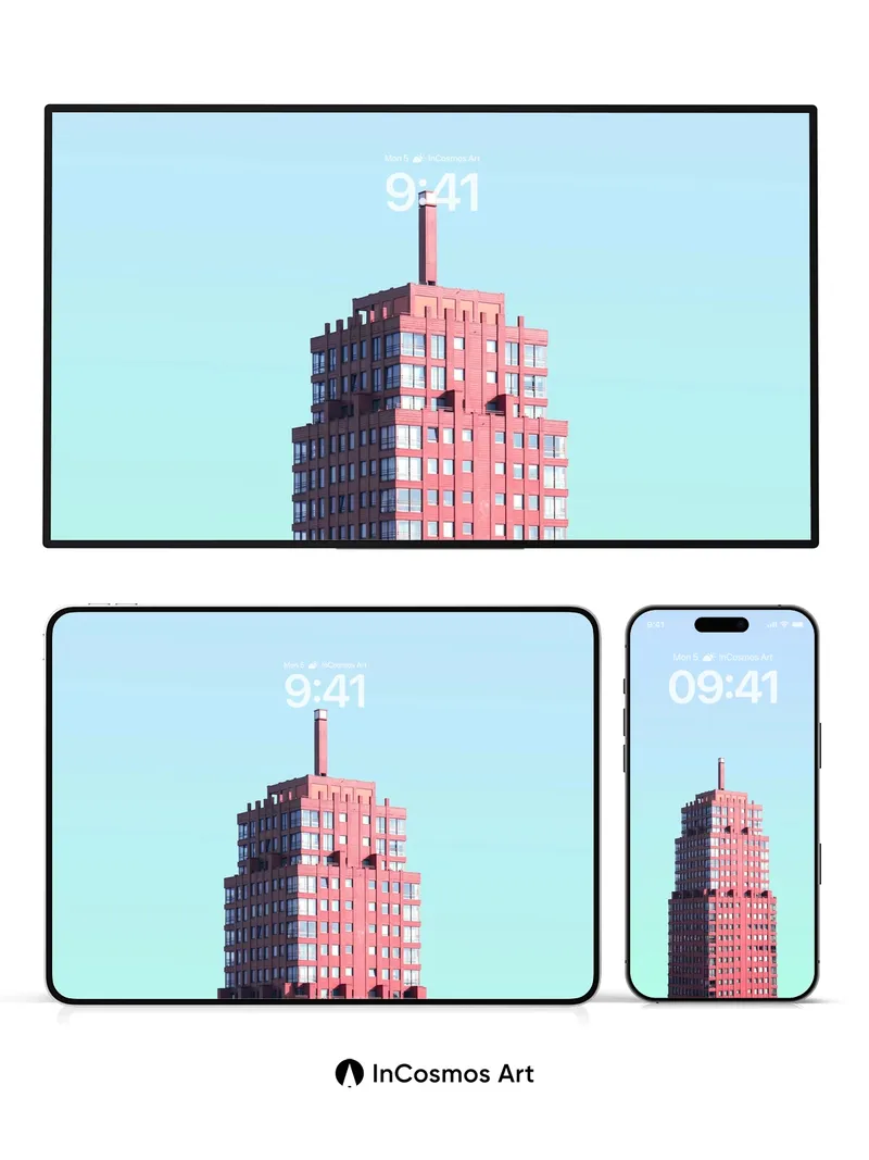 Crimson Tower Wallpaper with Gradient Sky