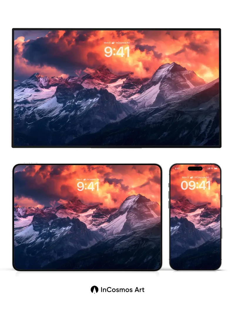 Crimson Summit Wallpaper with Fiery Skies