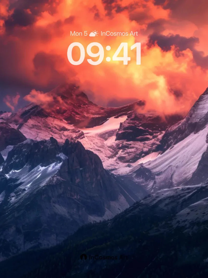 Crimson Summit Wallpaper with Fiery Skies