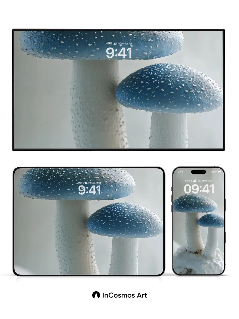 Frost-Kissed Fungi Wallpaper with Snow-Capped Whispers