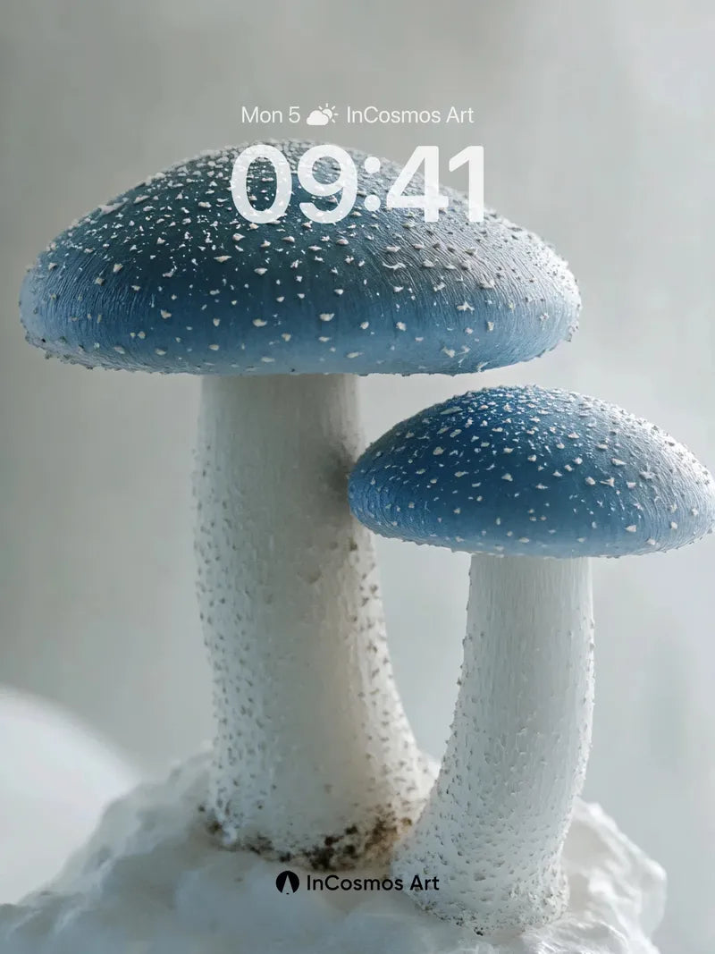 Frost-Kissed Fungi Wallpaper with Snow-Capped Whispers