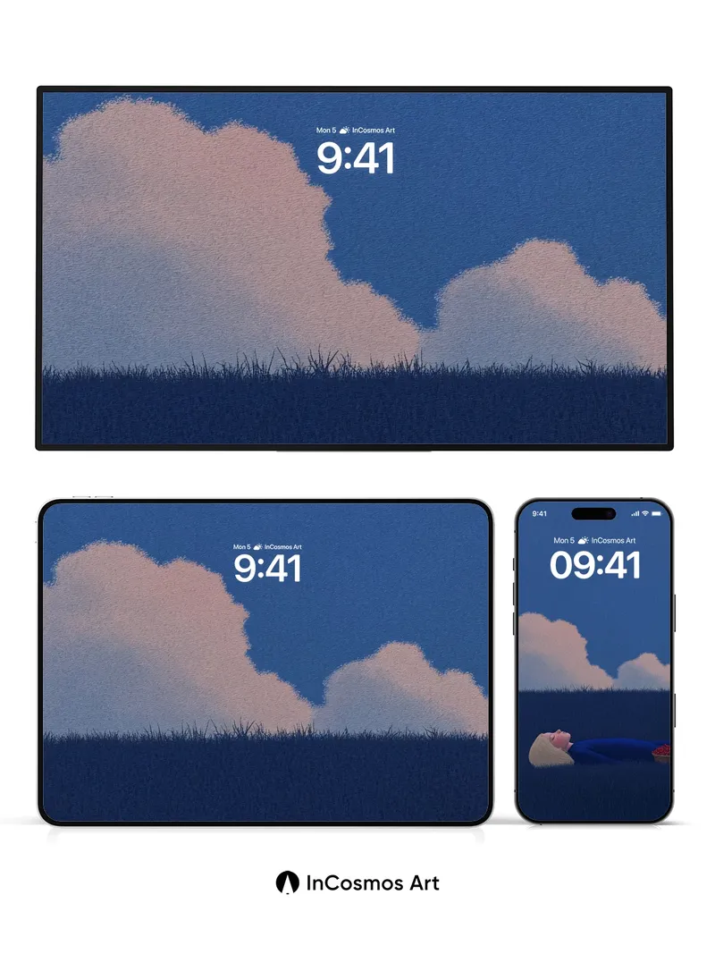 Serenity in Midnight Blue Wallpaper with Cherry Basket