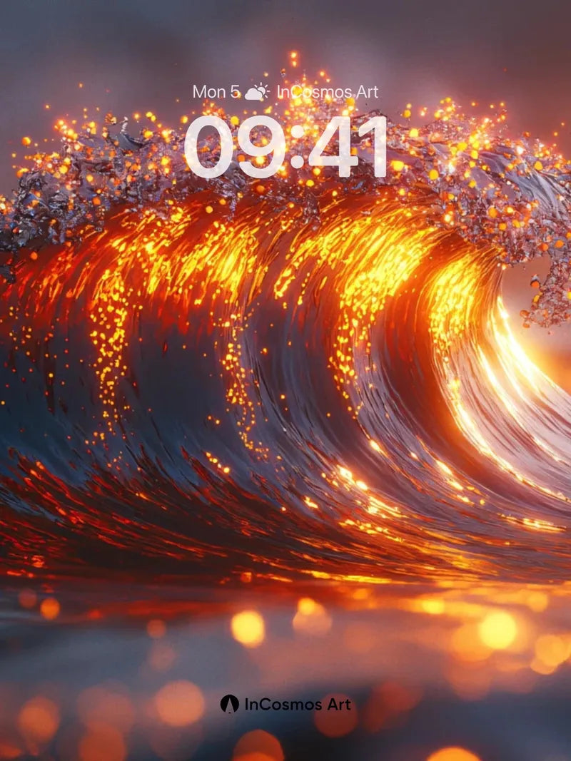 Fiery Wave Wallpaper with Golden Sparks wallpaper for iPhone, iPad & Mac