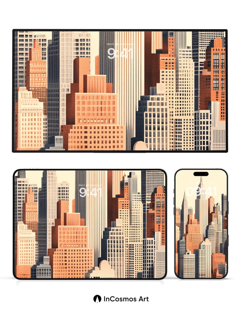 Golden Hush Cityscape Wallpaper with Towering Silence