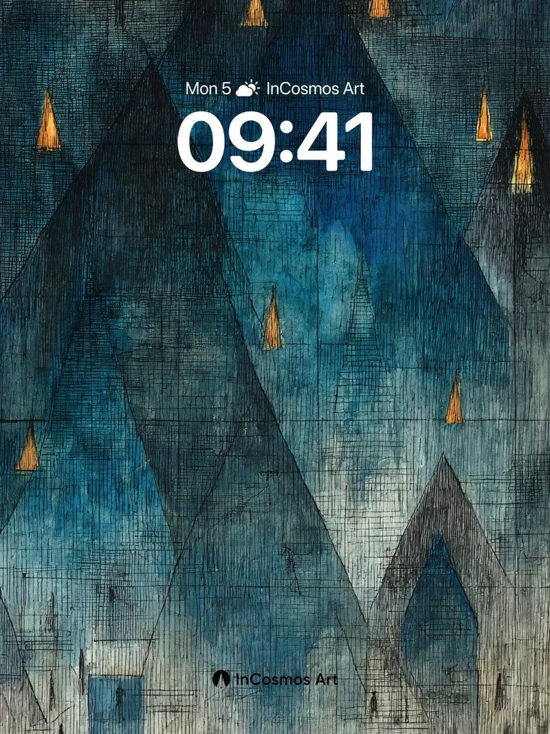 Nocturnal Geometry Wallpaper with Floating Lanterns