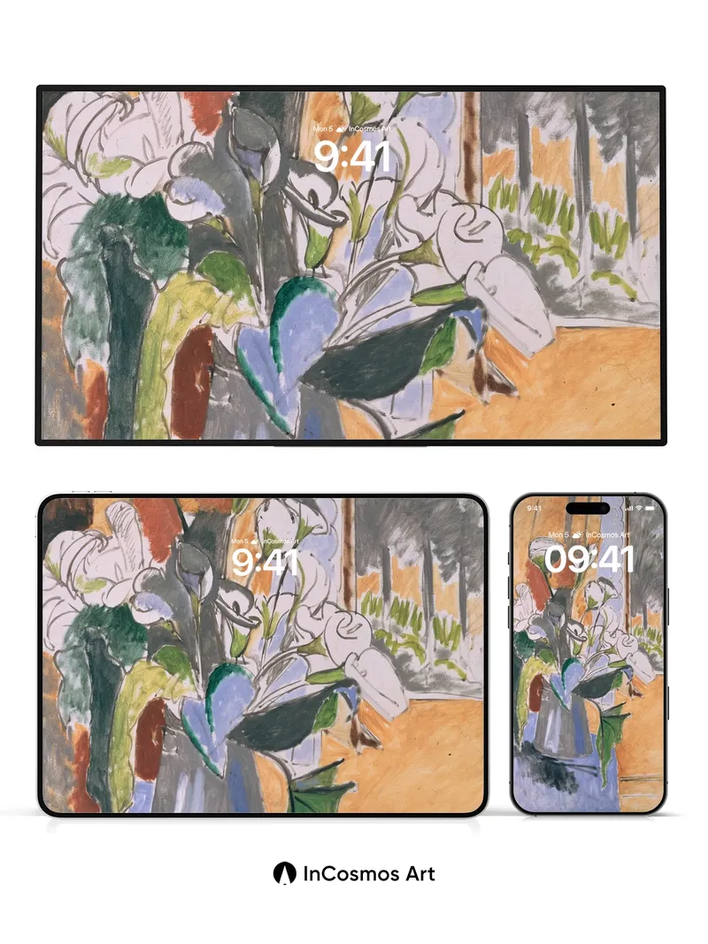 Whispering Petals Wallpaper with Cubist Edge