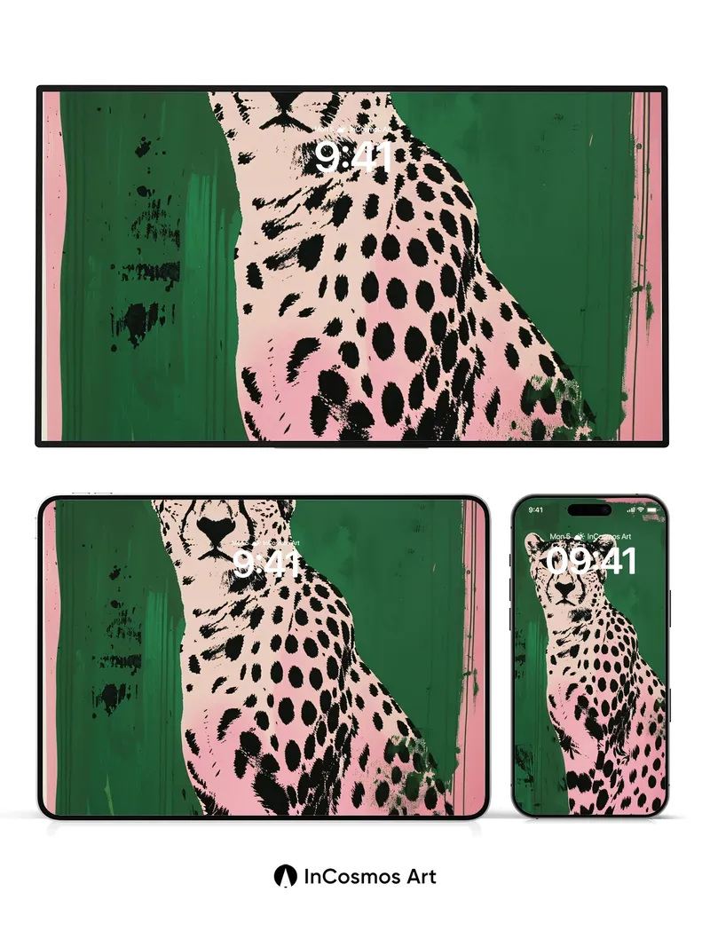 Bold Cheetah Wallpaper with Pop Art Edge