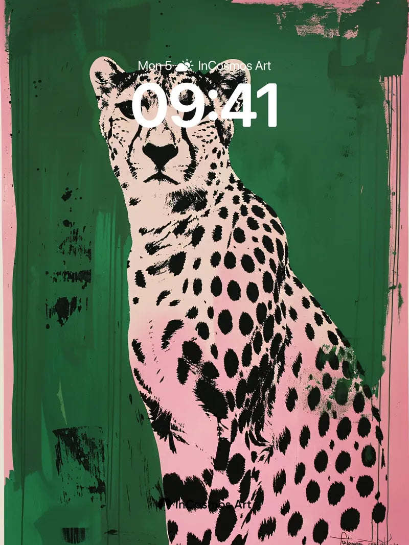 Bold Cheetah Wallpaper with Pop Art Edge