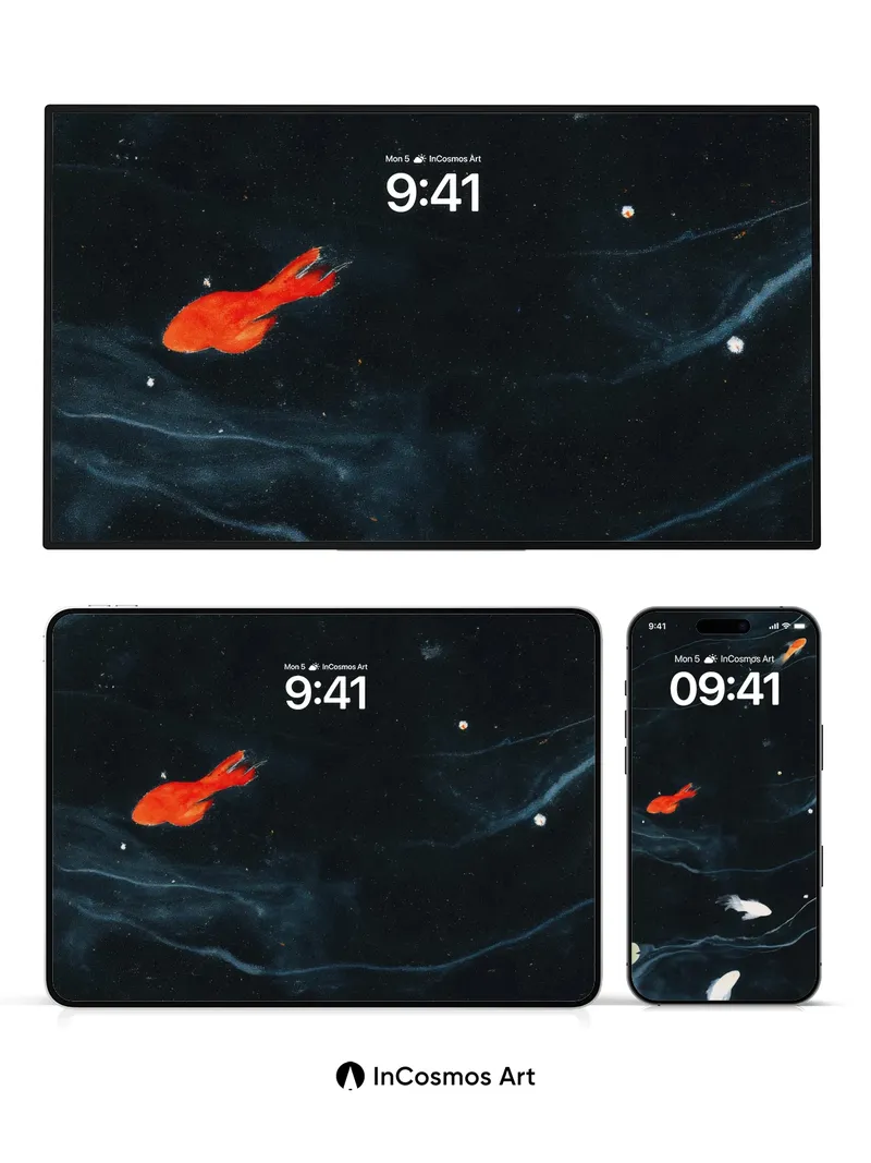 Floating Ember Wallpaper with Ethereal Trails