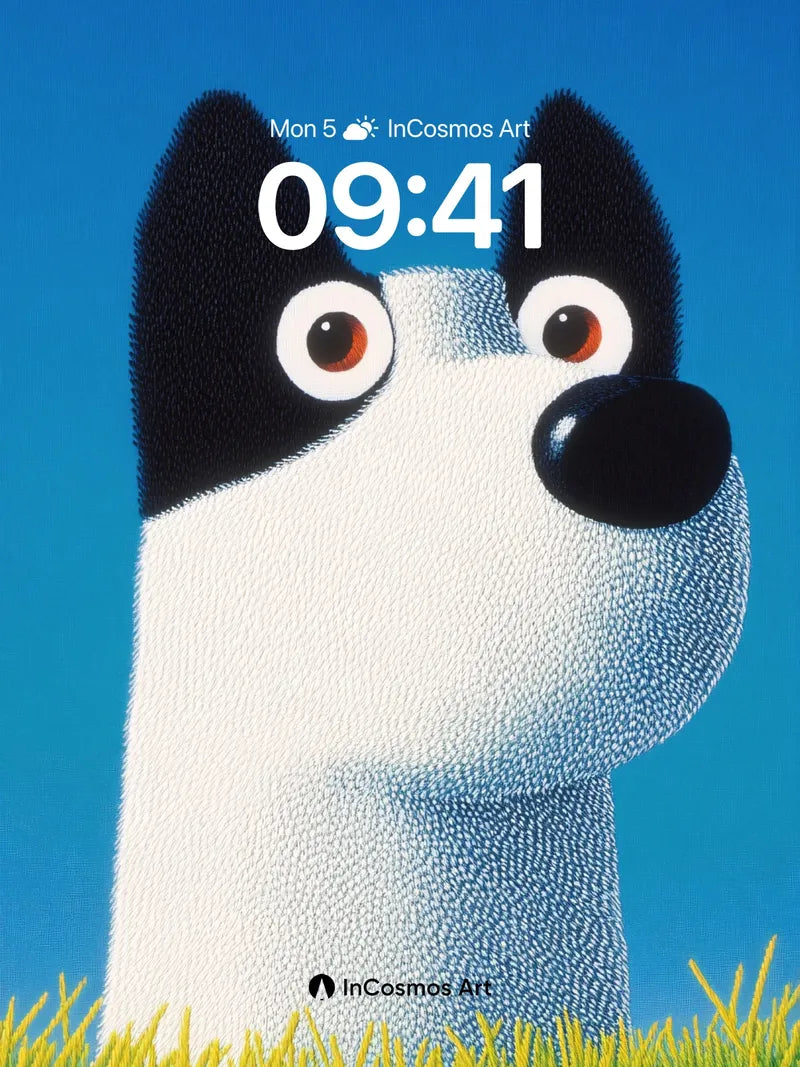Whimsical Pup Wallpaper with Textured Fur wallpaper for iPhone, iPad & Mac