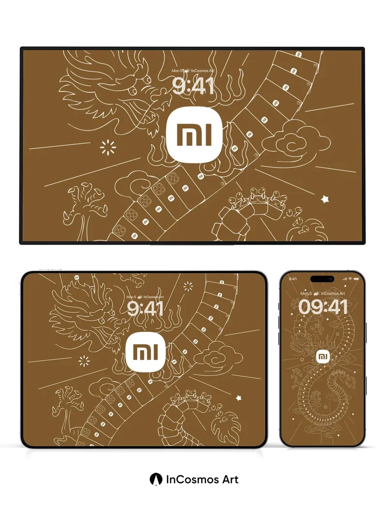 Celestial Dragon Wallpaper with Xiaomi Emblem