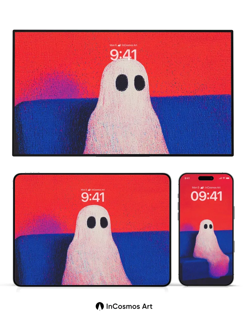 Glowing Ghost Wallpaper with Velvet Hues