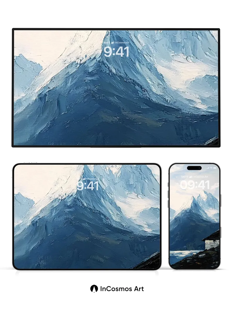 Frost Whisper Wallpaper with Stone Hut Edge