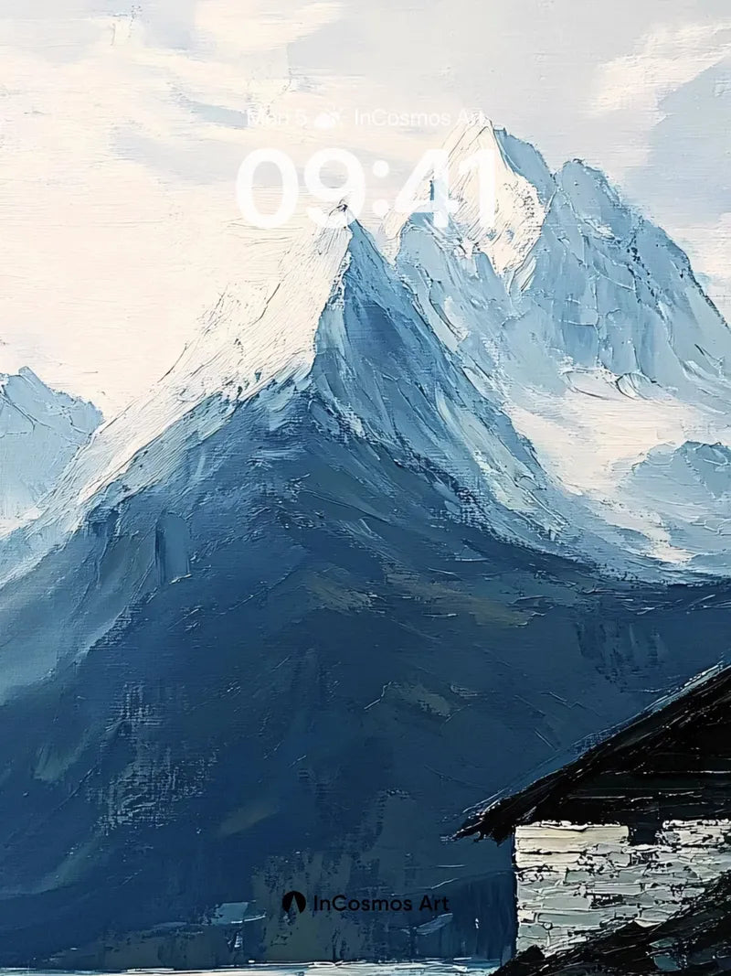 Frost Whisper Wallpaper with Stone Hut Edge