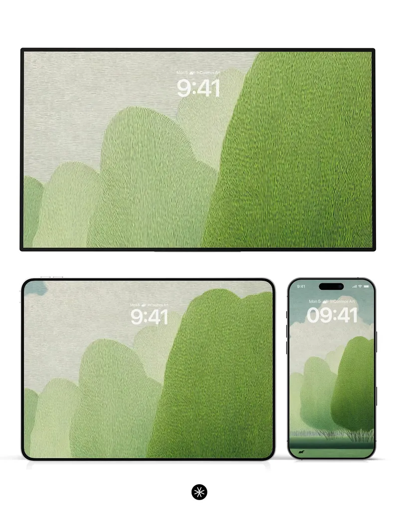 Serene Green Hills Wallpaper with Soft Clouds