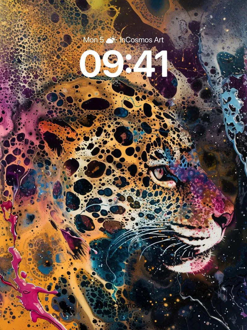 Cosmic Leopard Wallpaper with Painted Galaxy wallpaper for iPhone, iPad & Mac