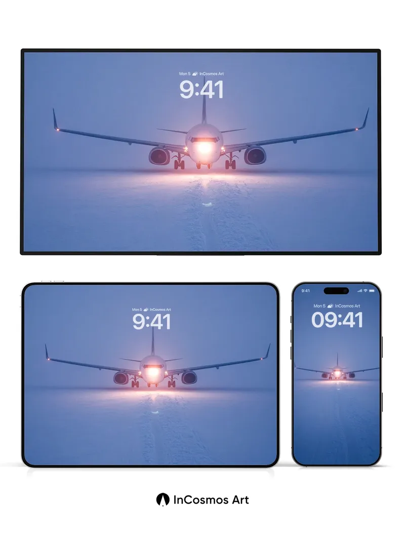 Frostbound Horizon Wallpaper with Glowing Runway