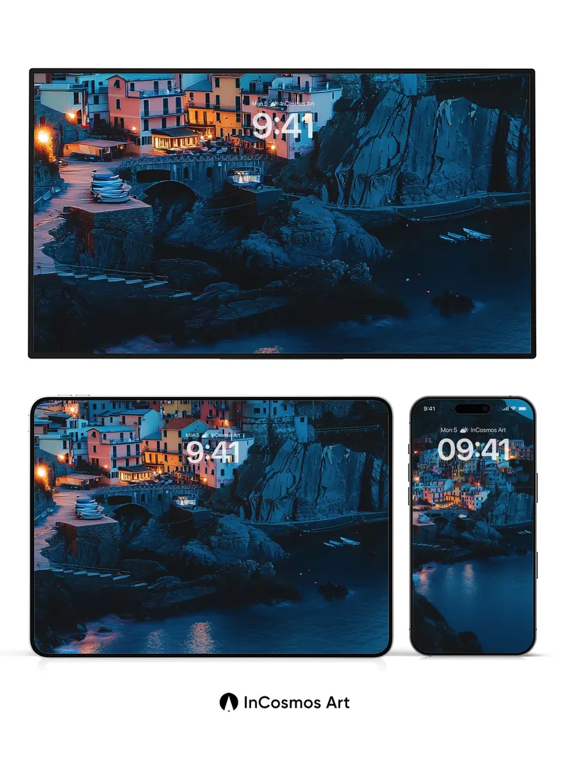 Cobalt Hush Wallpaper with Cliffside Glow