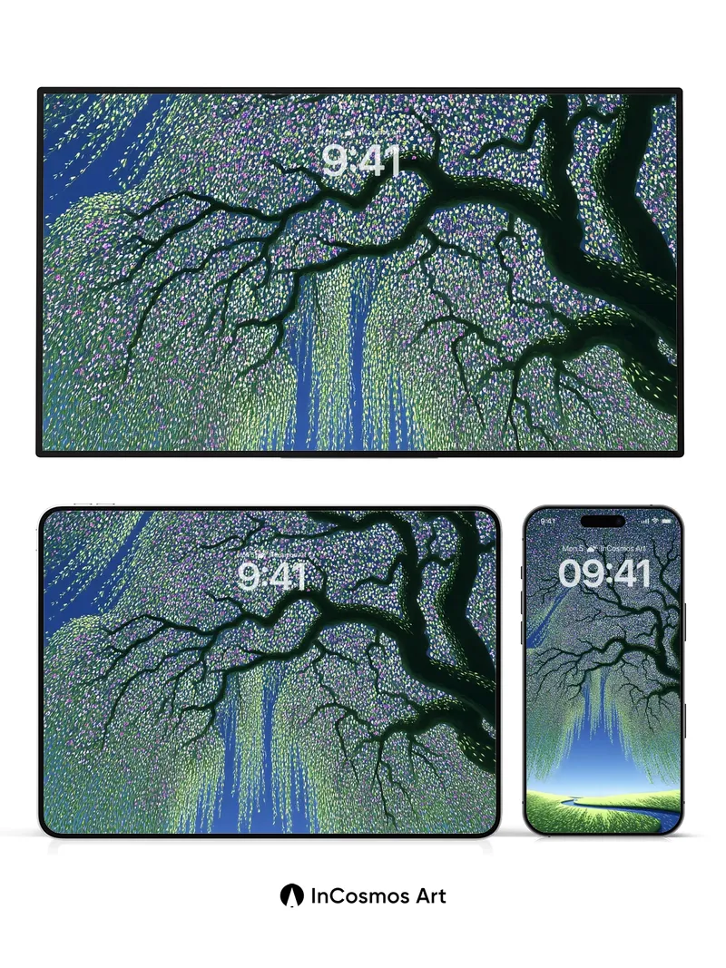 Serenity Weeping Willow Wallpaper with Starlight Canopy