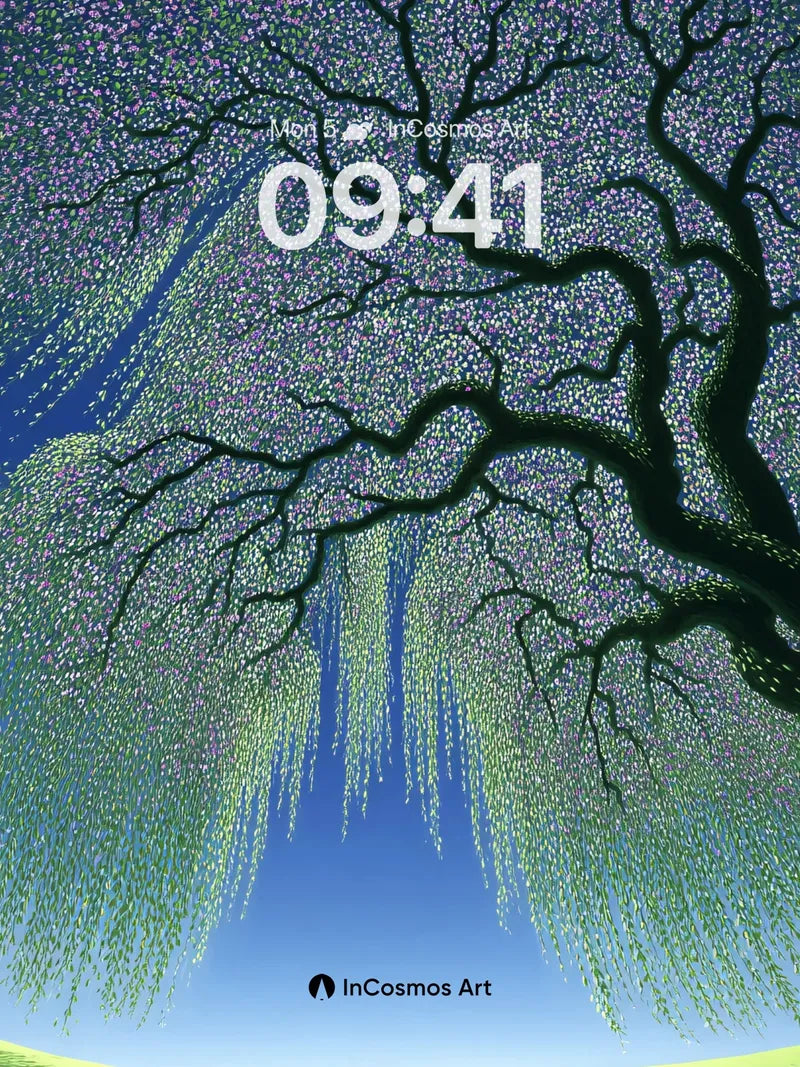 Serenity Weeping Willow Wallpaper with Starlight Canopy