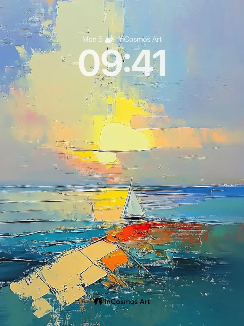 Serenity Sail Wallpaper with Golden Horizon