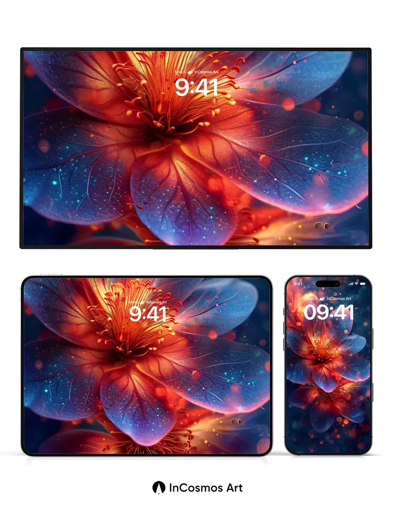 Cosmic Bloom Wallpaper with Nebula Petals