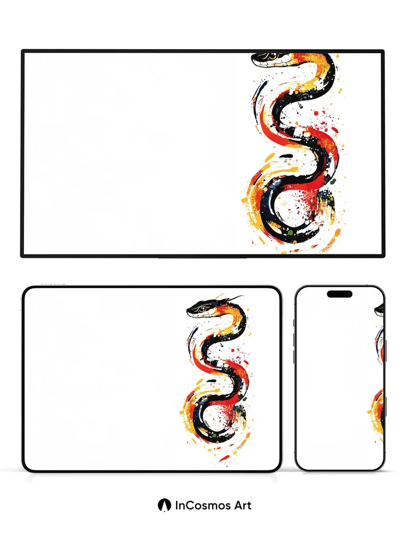 Fiery Serpent Wallpaper with Ink Splatter Motion
