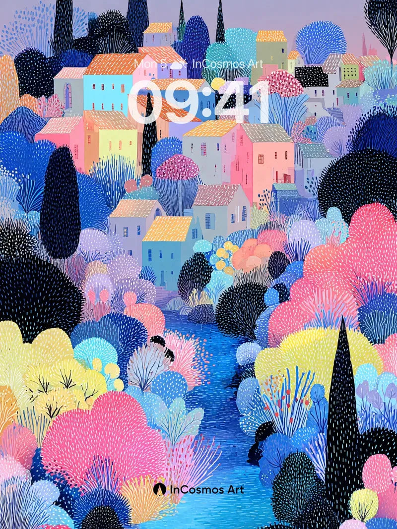 Whimsical Village Wallpaper with Dreamy Hues wallpaper for iPhone, iPad & Mac