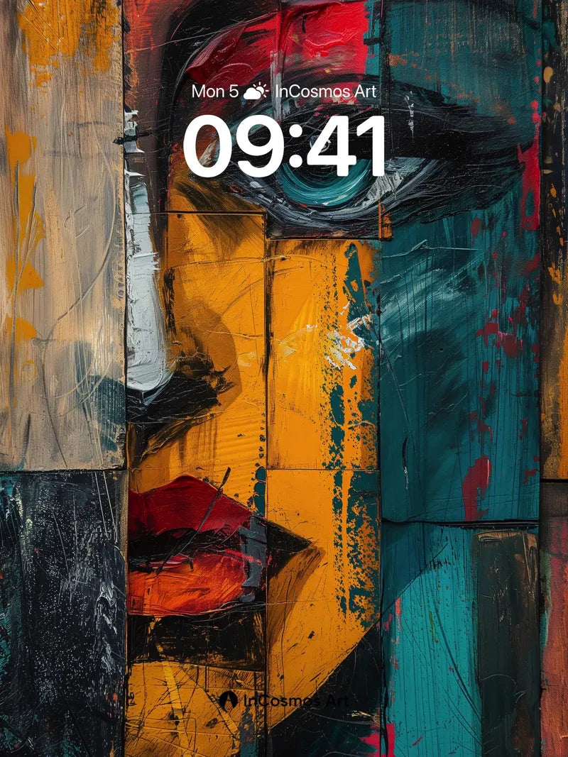 Cubist Gaze Wallpaper with Painted Panels wallpaper for iPhone, iPad & Mac